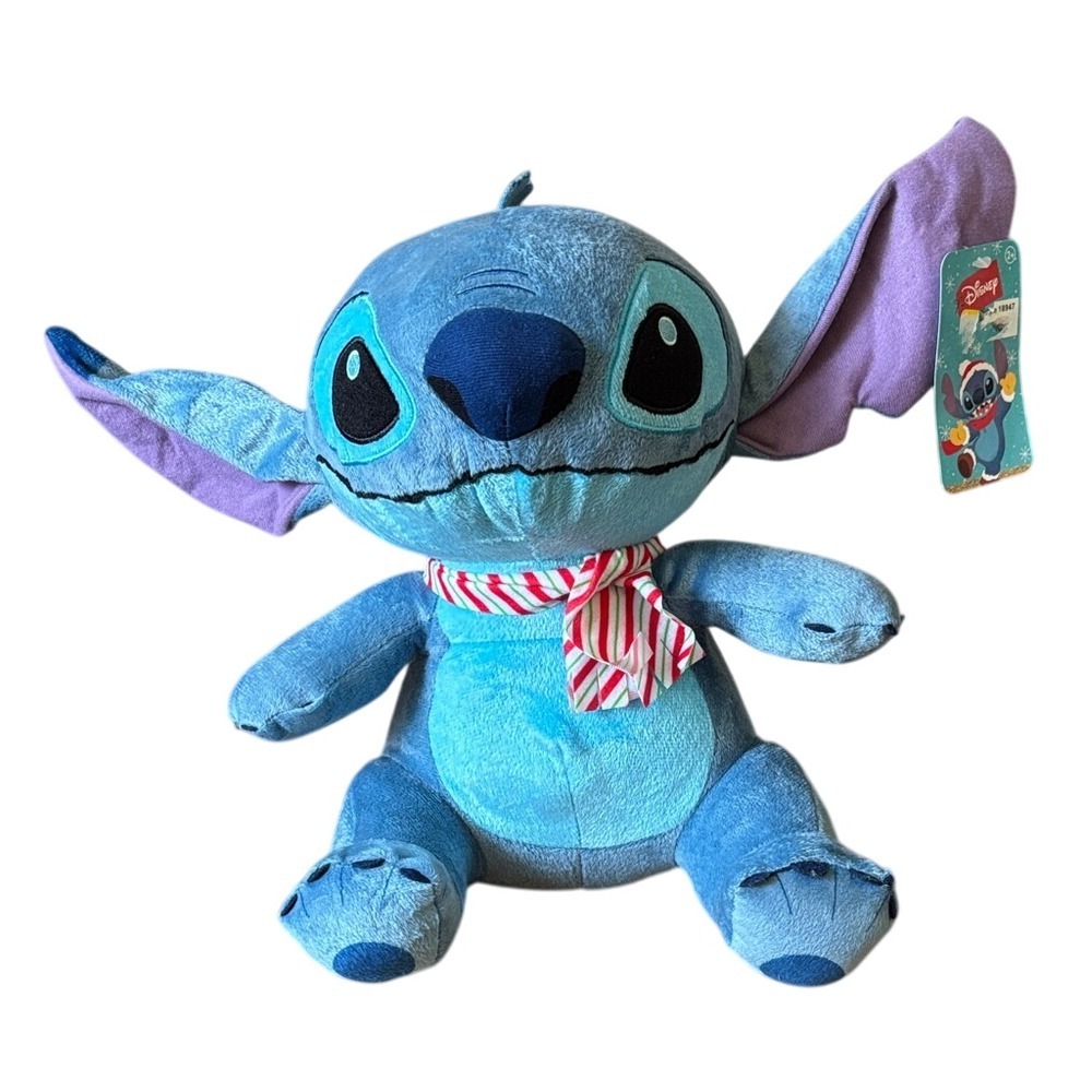 Disney Holiday Stitch Plush Toy Stuffed Animal w/Festive Scarf Christmas 14" NWT